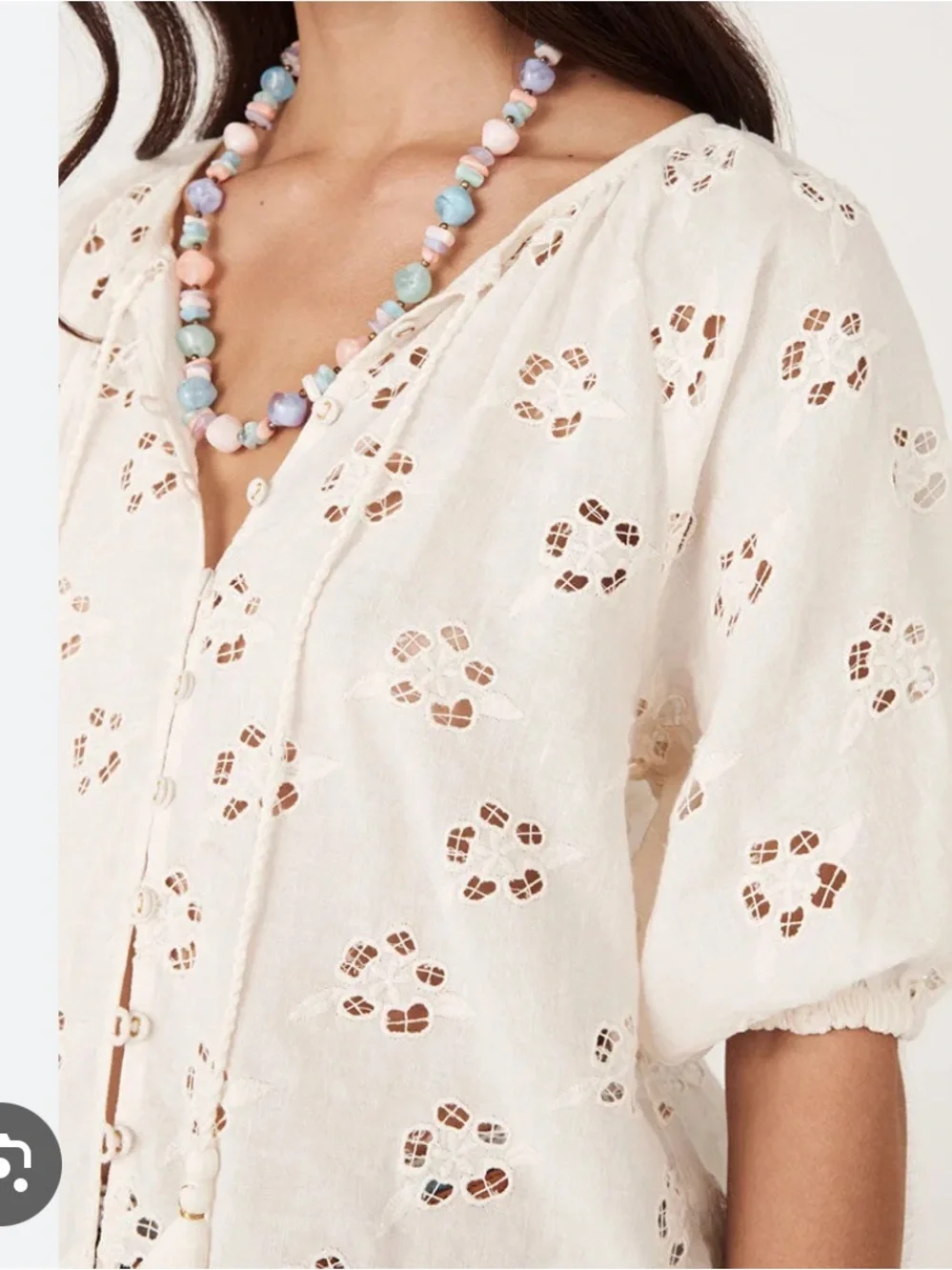 NWT Spell Organic Cotton Love Note Broderie Blouse in Star White size Large - Picture 2 of 14